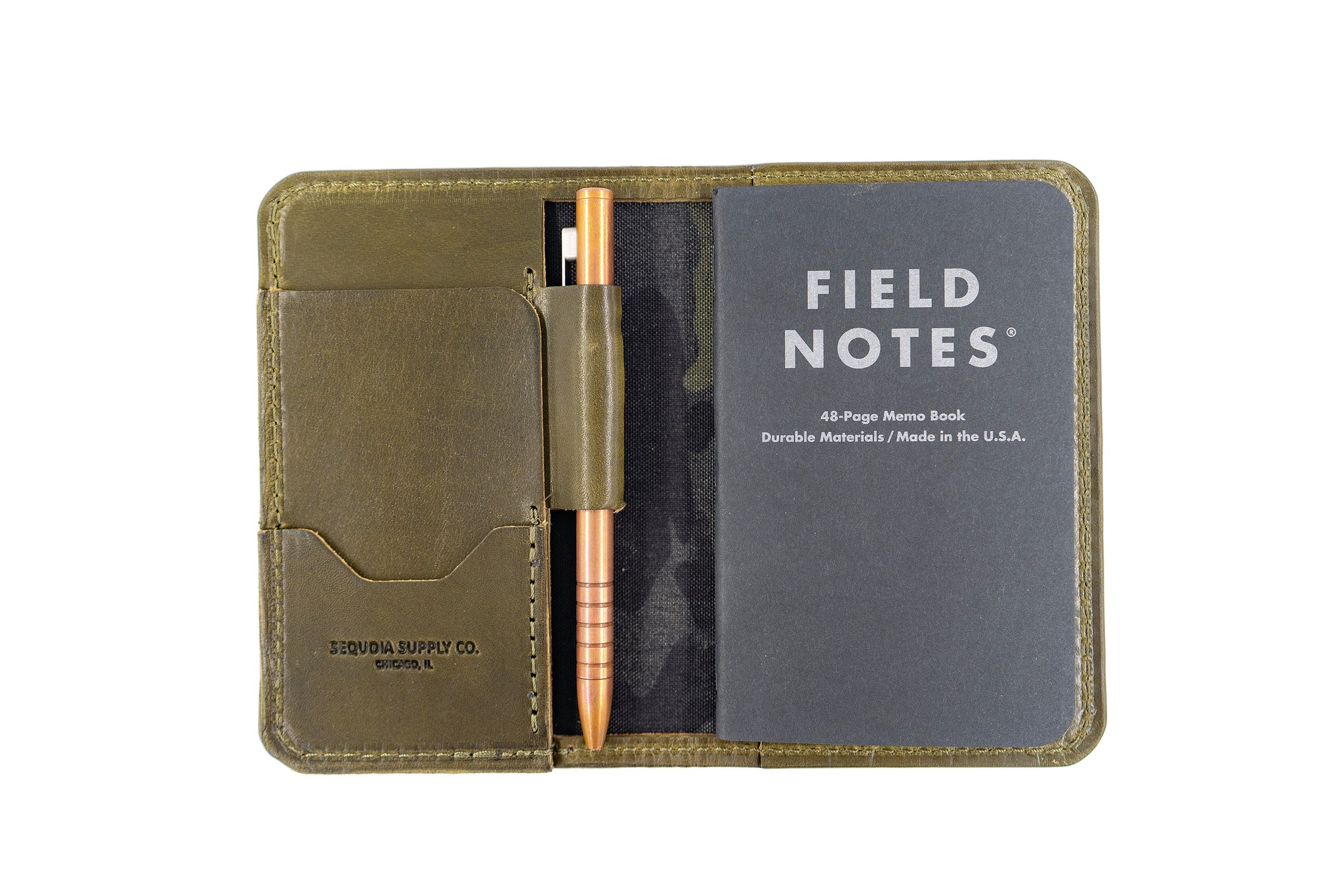Keep track of the details with a Field Notes wallet. Holds Field Notes  brand notebook, pen and any other small items you need to keep organized.